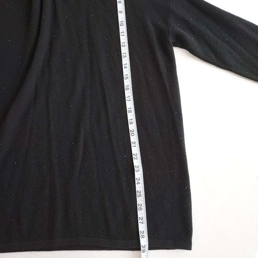 J Jill Wool Blend Cowl Neck Embellished Black Sweater Size Medium - Picture 7 of 10